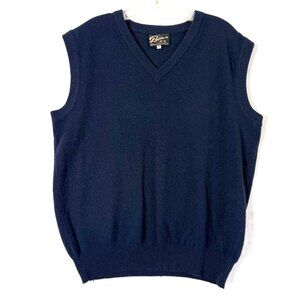 Benke Japan Cashmere V Neck Classic Timeless Preppy Vest Sweater Mens XL Blue